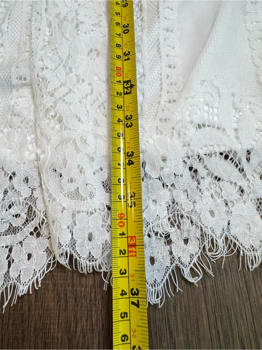 Ivory Lace V-Neck Short Formal Dress - Picture 4 of 6